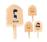 LOORGVEL 4pcs Wooden Spinning Top Dreidels Crafts Spinning Tops Large Hanukkah Game for Hanukkah Party DIY Projects Party Games Wooden Chanukah Dreidel