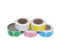 LOORGVEL 5 Rolls Colored Thermal Dot Stickers Small Round Self-Adhesive Labels Water and Oil Resistant Matte Surface for Office and Home Use