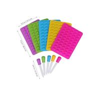 LOORGVEL 5 Sets Silicone Bear Candy Mold with Dropper Mini Bear-Shaped Chocolate Gummy Mold Kit in Sky Blue Green Rosy Purple Yellow Easy to Fill and Clean for Homemade Sweets and Treats
