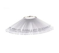 LOORGVEL 50pcs Clear Nail Polish Color Display Chart Fan with Iron Ring Nail Art Practice Sticks for Gel Acrylic Fiberglass Design and Natural Tip Extension Easy Reorder and Removal
