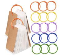 LOORGVEL 50pcs Colorful Keychain Pendant Ring Binder Key Rings Tags with for Index Cards Office Supply Scrapbook Small Binding Paper Notebook Colored Loose-Leaf Metal