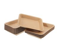LOORGVEL 50pcs Disposable Paper Food Trays Thickened Kraft Paper Oil and Water Resistant Snack Serving Plates for BBQ Burgers Fries Hot Dogs Fried Chips Accessories Portable and Leakproof