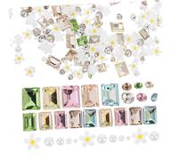LOORGVEL 5pack Daisy Flower Rhinestones and Pearls Nail Charms Multi Color Nail Gems Decorations for Women Easy DIY Accessories with Mixed Styles