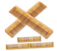 LOORGVEL 5pcs Bamboo Wood Hair Combs, Natural Handmade Anti-static Detangling Comb Set for Beard and Hair, Comfortable Ergonomic Pocket Grooming Tool for Men Women