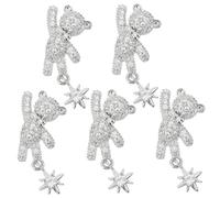 LOORGVEL 5pcs Nail Art Decorations Alloy Bowknot Bear Shaped Studs with Hard Texture and Rust Resistant Finish for Ladies and Girls Nail Art Accessories