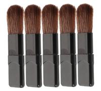 LOORGVEL 5pcs Soft Fiber Blush Makeup Brush Set Portable Travel Applicator Flat Foundation Brush Small Powder Precision Detail