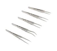 LOORGVEL 5Pcs Stainless Steel Precision Tweezers for Electronics Soldering Crafting Jewelry Repair with Sharpened Tips and Easy Grip Multi Style Handicraft Tools for Circuit Board
