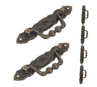 LOORGVEL 5pcs Vintage Bronze Drawer Pulls with Concealed Mounting Antique Style Drop Handles for Cabinets Wardrobes Dressers and Cupboards Flushmount Furniture Hardware with Screws