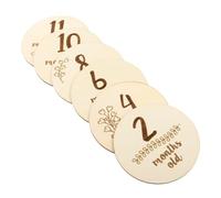 LOORGVEL 6pcs Baby Monthly Milestone Cards for Newborns Double-sided Wood Photography Props with Beige Colour and Funny Design Creative and Baby Safe Cards for Social Media