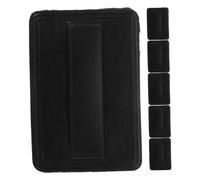 LOORGVEL 6pcs Black Pu Material Ultra-soft Crystal Velvet Pressed Powder Applicator Pads 65x45x4mm Slim Makeup Pads for Face Foundation Application, Suitable for Loose and Pressed Powder Use