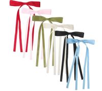 LOORGVEL 6pcs Bow Hair Clips Ribbon Decorative Duckbill Barrettes Lightweight Cloth and Iron Material Hair Bows for Women Stylish Accessories for Dating Outing Work