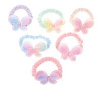 LOORGVEL 6pcs Butterfly Hair Ties Baby Hair Accessories with Glitter Butterfly Decoration Assorted Colors Secure Hold Elegant Charming Design for Daily Wear and Outdoor Activities