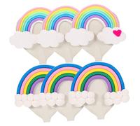 LOORGVEL 6pcs Cute Cloud Rainbow Wall Hooks Self-Adhesive Decorative Storage Hooks for Keys Clothes Towels No Drilling Needed Home Bedroom Organizer Set