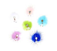 LOORGVEL 6pcs Detachable Nail Pendents with Magnetic Plush Hairball Decor, Easy to Change Colour Nail Art Adornment Accessories for DIY Manicure in Assorted Colours