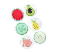 LOORGVEL 6pcs Fruit Shape Cooling Eye Pads Pvc Gel Ice Packs for Eye Care and Relief Green Fruit Avocado Pineapple Peach Lemon Watermelon Set Cold Compress for Puffiness Reusable
