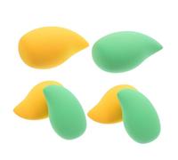 LOORGVEL 6pcs Mango Design Makeup Sponge Set Wet and Dry Powder Puff for Girls, Soft Supple Cosmetic Blending Puff with Yellow and Green Beauty Accessories for Face Makeup