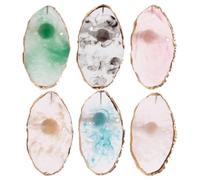 LOORGVEL 6pcs Painted Ring Palette Nail Art Mixing Tray Nail Art Pallet Manicure Pallet Polish Mixing Tray Random Color