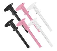 LOORGVEL 6pcs Plastic Eyebrow Measuring Rulers and Calipers Brow Mapping Tool Set Small Portable Facial Calipers for Professional Makeup and Salon Use White Black and Pink Colors