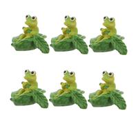 LOORGVEL 6pcs Resin Frog Figurines for Fairy Garden DIY Micro Landscape Crafts Cute Moss Leaf Frog Sculptures and Vibrant Decorations for Terrarium and Home Office