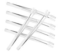LOORGVEL 6pcs Stainless Steel Crafting Tweezers with Flat Wide Tips Precision Non Slip Handles Durable Resistant Coin and Stamp Tongs for Jewelry Electronics and Hobby Use