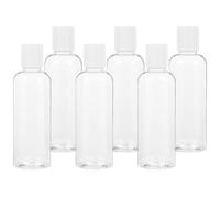 LOORGVEL 6pcs Travel Lotion Containers Transparent Plastic Bottles with White Screw Caps Refillable Toiletries Storage for Shampoo Conditioner Shower Gel Outdoor Camping Business Trips