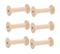 LOORGVEL 6pcs Wooden Spools for Crafts Natural Smooth Polished Empty Thread Spools with Perforated Center for DIY Sewing Winding Wire Spooling and Wood Projects