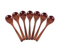 LOORGVEL 7pcs Japanese Spoons with Long Handle for Honey Coffee Condiments Precise Scooping Lightweight Natural Wooden Stirring Utensils for Soup Salad Desserts Snacks