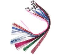 LOORGVEL 7pcs Sparkly Hair Tinsel Strands Braiding Hair Extensions Easy to Use Vibrant Pink Blue Green Red Shades