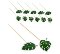 LOORGVEL 80pcs Monstera Leaf Cake Toppers Green Palm Leaves Picks for Tropical Jungle Party Birthday Wedding Shower Decorations with Elegant Natural Design