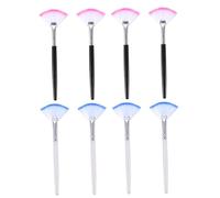 LOORGVEL 8Pcs Fan Shaped Cosmetic Facial Mask Brushes Soft Bristles Long Handle Makeup Tools for Precise Application and Easy Cleaning White and Black