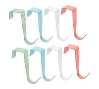 LOORGVEL 8pcs Over Door Coat Hooks Multipurpose Cabinet Door Hangers for Clothes Towels Bags No Tool Installation Sturdy Design Versatile Use in Wardrobes Bathrooms Kitchens