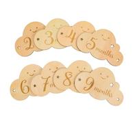 LOORGVEL 8pcs Wooden Baby Growth Record Plaques with Khaki Cloud Pattern, Photo Prop Cards for Monthly Progress Announcement and Baby Shower Decoration