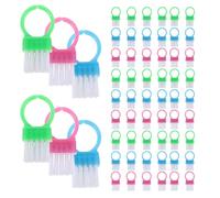 LOORGVEL 90pcs Nail Dust Cleaning Brush Ring Set with Soft Bristles for Manicure and Jewelry Care, Small Portable Finger Ring Scrub Brushes in Green, Pink, Blue for Home and Salon Use