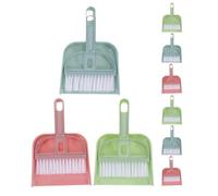 LOORGVEL 9pcs Mini Dustpan and Brush Set Portable Small Broom, Desktop Cleaning Tool for Keyboard, Car, Pet Nest, Multipurpose Handheld Sweepers in Green, Pink, and Blue