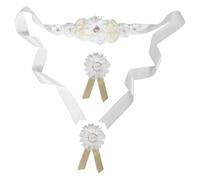 LOORGVEL Adjustable Floral Shower Sash Maternity Belt for Pregnant Women Stretchable Pregnancy Belly Band with Buckles Elegant Light-Colored Bloom Accessory for Bridal Party Photoshoot