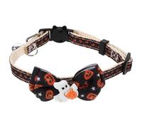 LOORGVEL Adjustable Pet Neck Bow Collar for Long-haired Cats and Cats with Halloween Themed Pattern, Polyester Material, Neck Circumference 18-32cm, for Pet Birthday Party and Outdoor