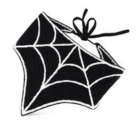 LOORGVEL Adjustable Spider Web Triangle Headscarf for Women Halloween Hair Scarf with Tie Closure Black Crochet Pattern Bandana for Party Costume and Everyday Fashion Accessory