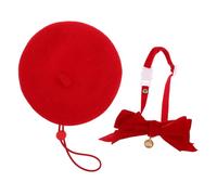 LOORGVEL Adjustable Woolen Cat Collar Set with Bell Soft Hat and Velvet Bow Tie for Pets Cozy Comfortable Fit for Cats and Small Dogs Party Outdoor Accessories