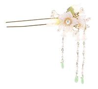 LOORGVEL Antique Chinese Hair Stick with Flower and Beaded Tassel Classical Hanfu Hairpin for Women Bridesmaids Elegant Hair Bun Accessory for Traditional Hairstyles and Cheongsam Dresses