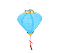 LOORGVEL Antique Style Vietnamese Lantern Blue Diamond Shape Hanging Lamp for Spring Festival and Year Outdoor Garden Passageway Decoration