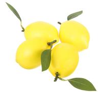 LOORGVEL Artificial Lemons 4Pcs Fake Fruit Prop with Leaves Lifelike Lemon Models Suitable for Window Display and Kitchen Decoration
