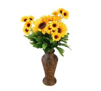 LOORGVEL Artificial Sunflower Simulation Head Yellow Lifelike Silk Flower for Wedding Bouquet Table Arrangement Home Party Decoration Faux Floral