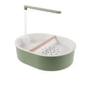 LOORGVEL Automatic Parrot Bird Bath with Adjustable Silent Pump, Large Green Shower Tub with Tube and Beech Wood Perch, USB Powered Shower Bath for Cage Use, Suitable for Budgies