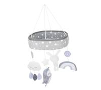 LOORGVEL Baby Crib Mobile Nursery Mobile with Cartoon Cloud Rainbow Rabbit Owl Hanging Toy Grey Soft Fabric for Baby Nursery Decoration and Soothing