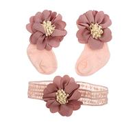 LOORGVEL Baby Headband and Newborn Socks Set, Flower Lace Cotton, Soft Elastic Comfortable Gift for Newborn Girls