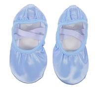 LOORGVEL Ballet Shoes Satin Ribbon Slippers with Non Slip Sole Soft Padded Ballet Flats for Women Dance Rehearsal and Formal Performance Stability and Comfort Sky Blue