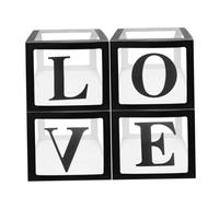 LOORGVEL Balloon Boxes Set of 4 Black Decorative Balloon Cases Wedding Party Accessories Love Theme Celebration Storage