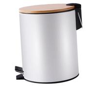 LOORGVEL Bamboo Lid Trash Can with Silent Slow-close Pedal Multi-function Bin for Bedroom Bathroom Kitchen Waste Sorting and Odor Control