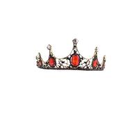 LOORGVEL Baroque Crown Tiara Bridal Wedding Hair Accessory with Golden and Red Crystals Vintage Fairy Headpiece for Bride and Special Occasions Lightweight Durable Design