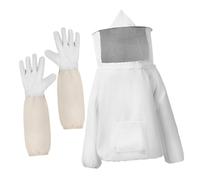LOORGVEL Beekeeping Suit with Ventilated Veil and Elastic Cuff Gloves Protective Thickened Fabric Jacket for Men and Women Full Resistant Beekeeper Clothing for Safe Outdoor Apiary Work